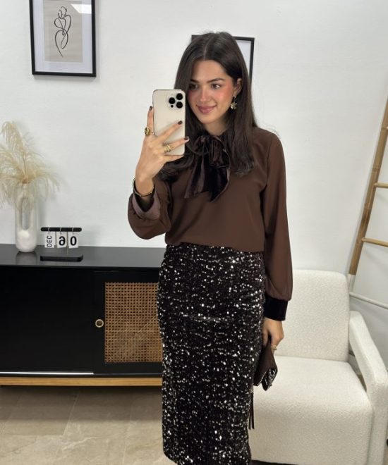 Falda Lentejuelas Marrón