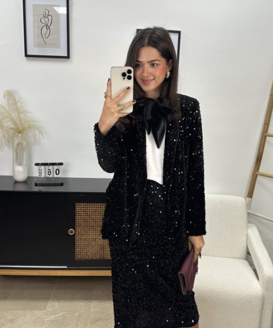 Falda Lentejuelas Negra